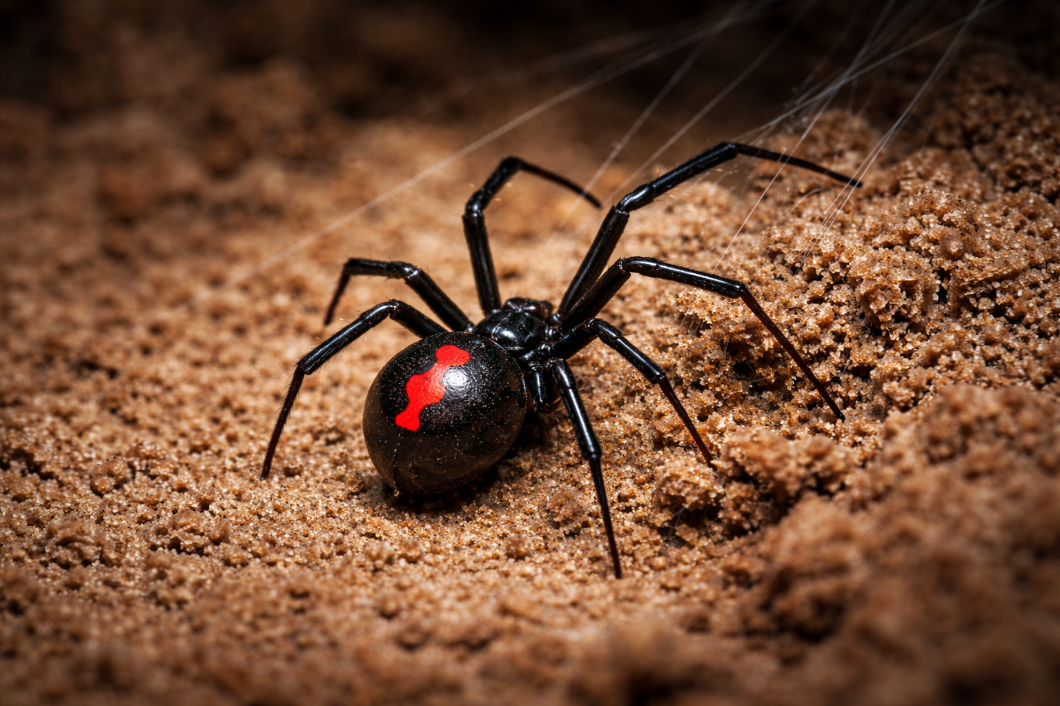How to get rid of black widow spiders in Phoenix — female with red hourglass marking