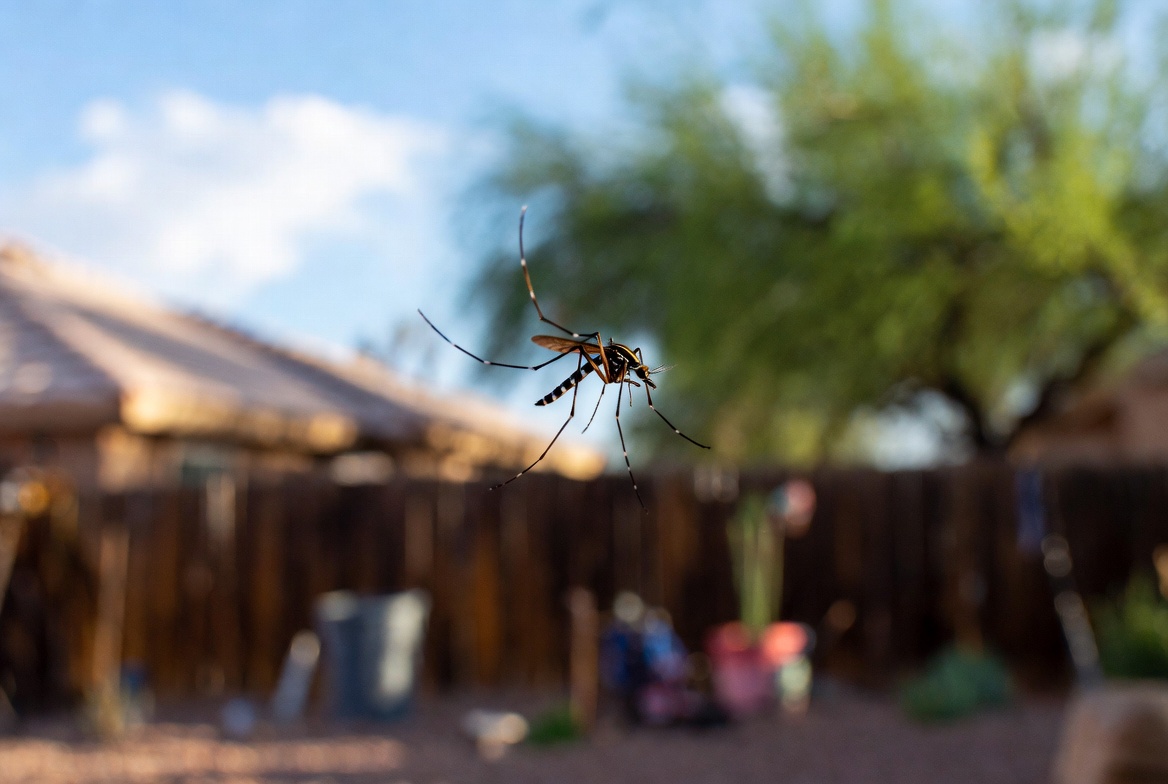 How to get rid of mosquitoes in Phoenix — mosquito flying in backyard