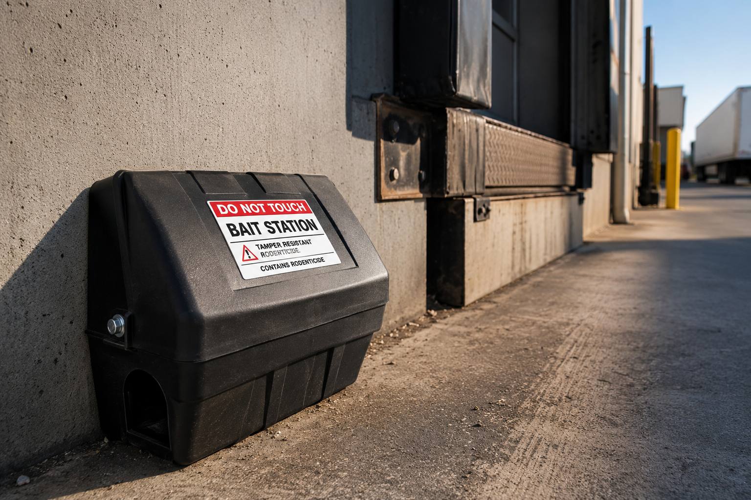 Tamper-resistant rodent bait station at Phoenix commercial property