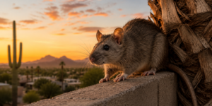 How to get rid of rodents in Tempe — roof rat on block wall near residential home